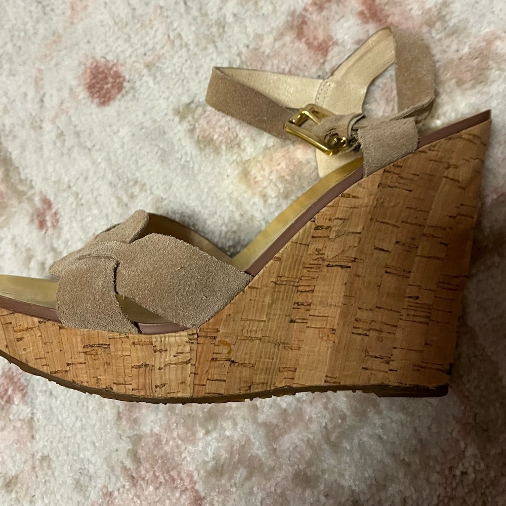 Michael Kors- tan suede wedge sandals